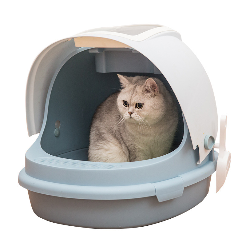 Jumbo Cat Litter Box with Scoop Fully Enclosed Rounded